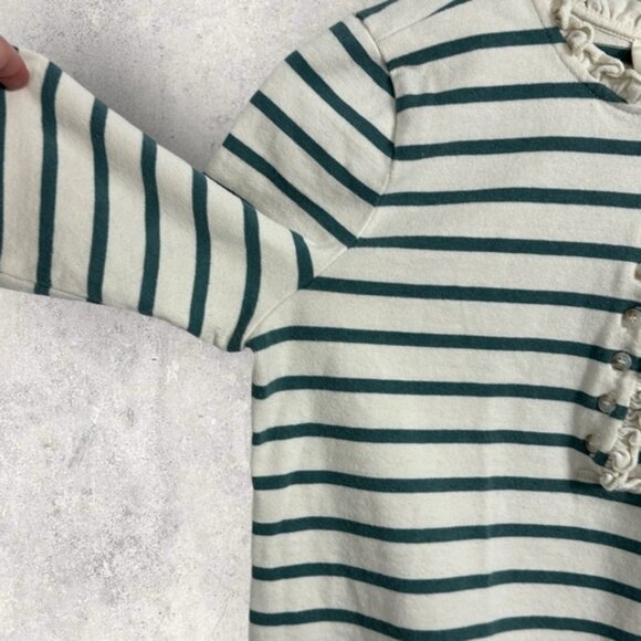 Sezane Gael Marinere Top Striped Henley Size Small French Nautical Stripe Ruffle - Picture 11 of 15